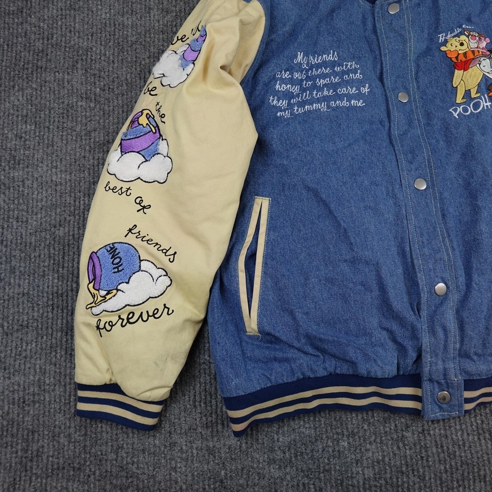 Vintage Disney Winnie The Pooh Varsity Jacket Mens XL Blue 100 Acre Hunny - Picture 3 of 12